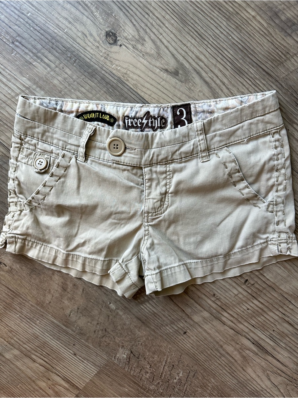 Free Style “Wear It Loud” Low Rise Micro Shorts – Size 3 / 26